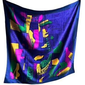 Vintage Picasso Cubist Woman Face Silk  Scarf 34" x 34"
